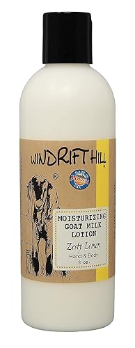 Windrift Hill Moisturizing Goat Milk Hand & Body Lotion 8 Ounce Bottle (Zesty Lemon)