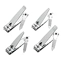4 Pcs Nail Clippers for Fingernails and Tonenail by QLL - Swing Out Nail Cleaner/File - Sharpest Stainless Steel Clipper - Wide Easy Press Lever