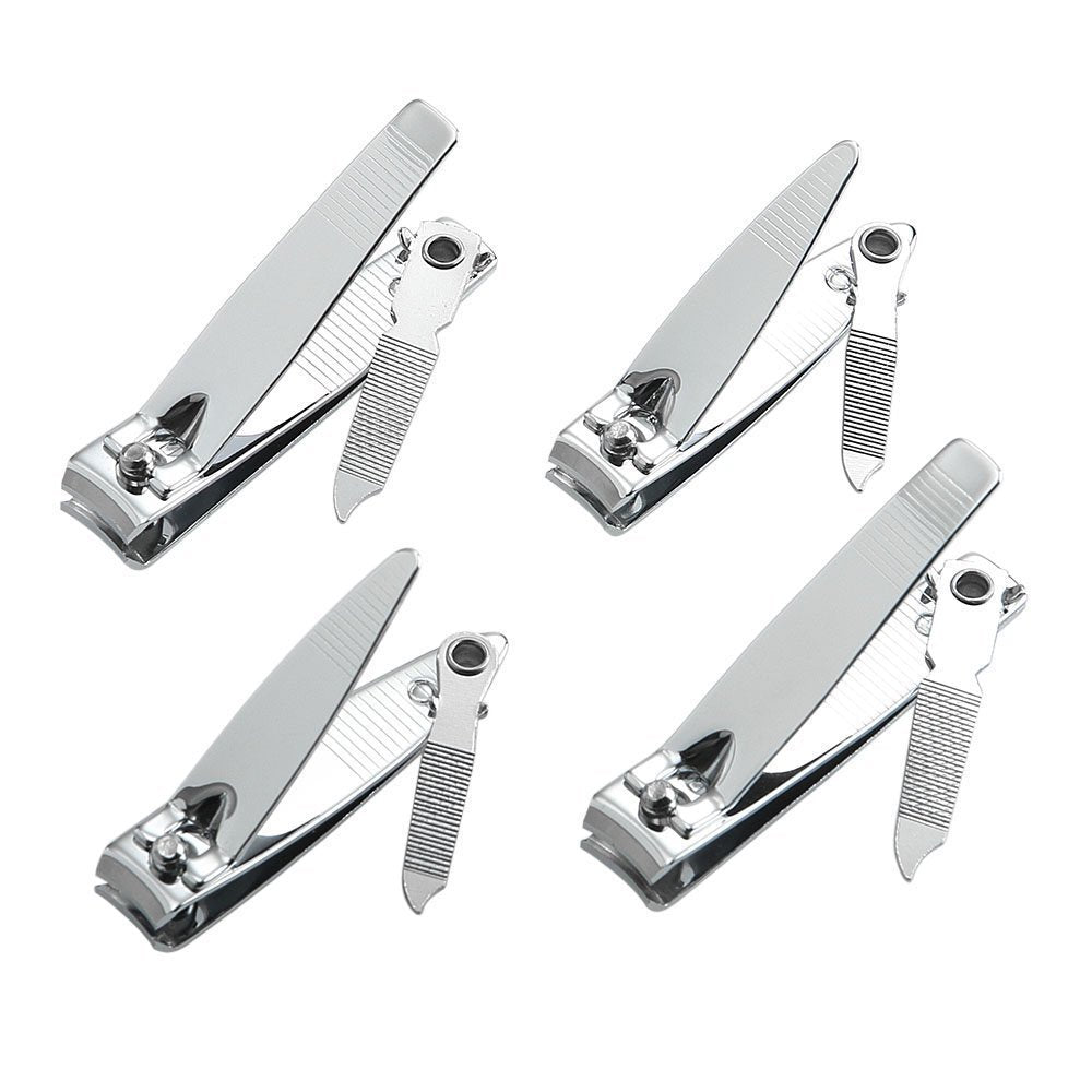 4 Pcs Nail Clippers for Fingernails and Tonenail by QLL - Swing Out Nail Cleaner/File - Sharpest Stainless Steel Clipper - Wide Easy Press Lever