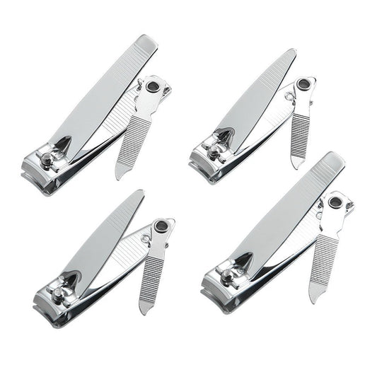 4 Pcs Nail Clippers for Fingernails and Tonenail by QLL - Swing Out Nail Cleaner/File - Sharpest Stainless Steel Clipper - Wide Easy Press Lever Beauty & Personal Care QLL