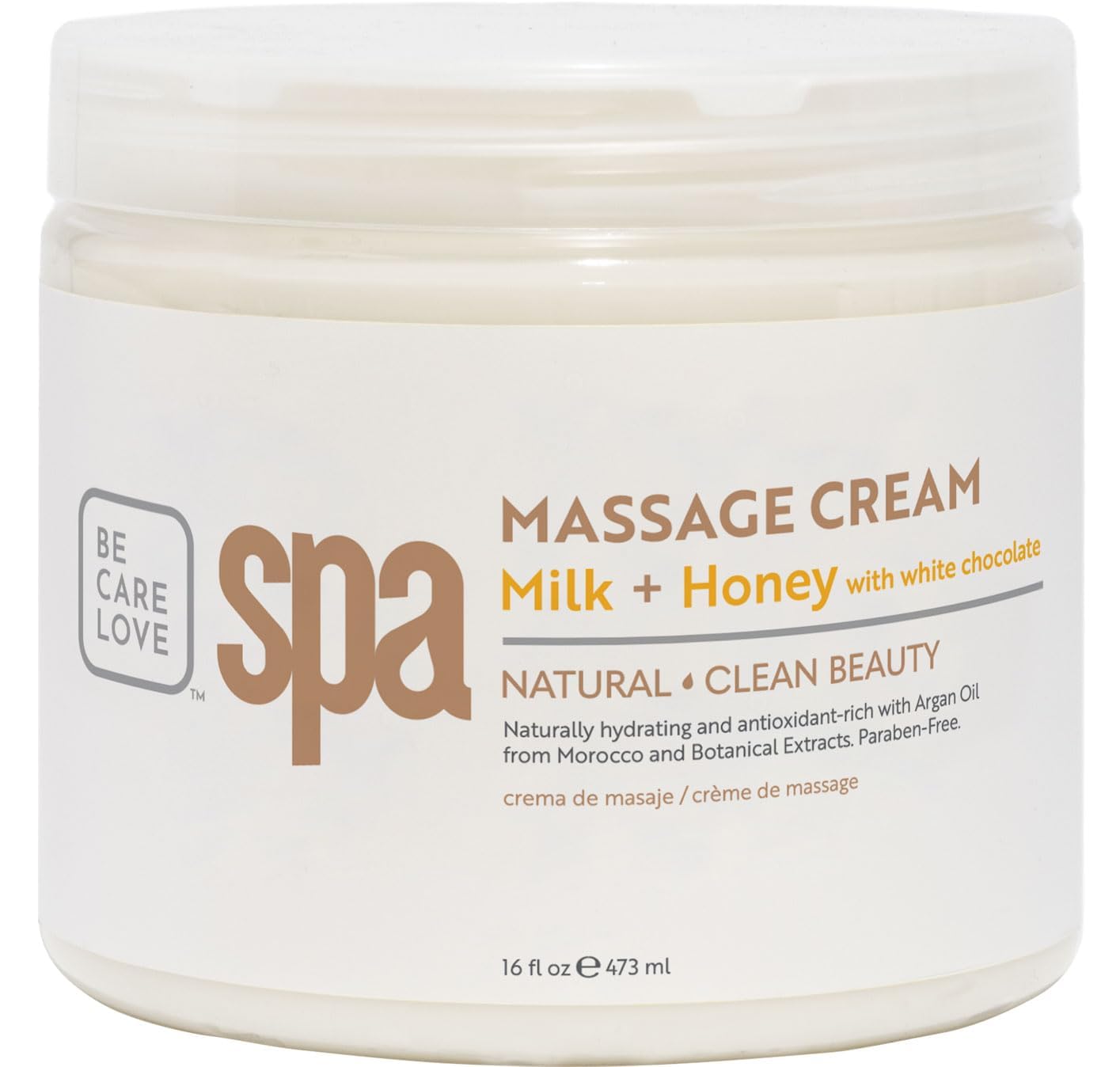 BCL SPA Massage Cream Organic Milk & Honey with White Chocolate Body Lotion, Shea Butter, Aloe Vera, Arnica, Peppermint, Kelp, Tea Tree, Olive, Argan