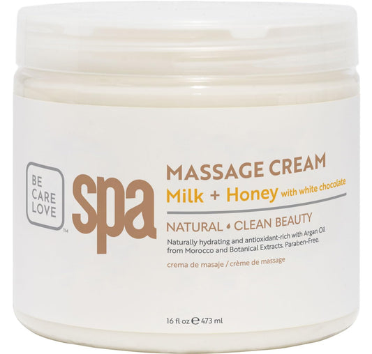 BCL SPA Massage Cream Organic Milk & Honey with White Chocolate Body Lotion, Shea Butter, Aloe Vera, Arnica, Peppermint, Kelp, Tea Tree, Olive, Argan