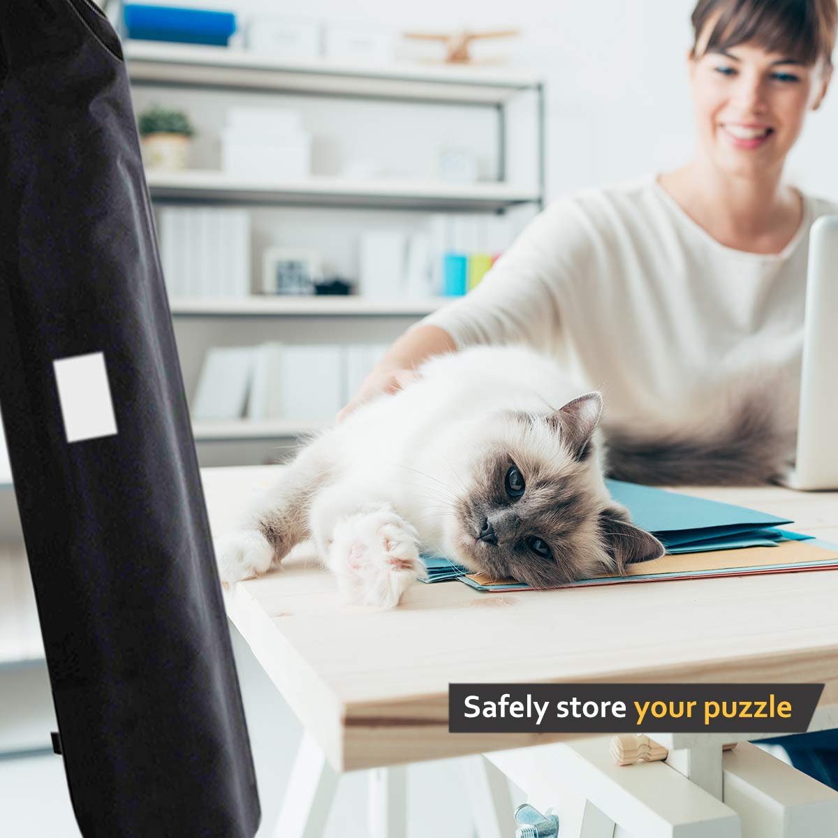 Jigsaw Puzzle Mat Roll Up – Felt Saver for 500/1500/2000 Piece Puzzles, Storage & Transport with Inflatable Tube, Cover & Organizer