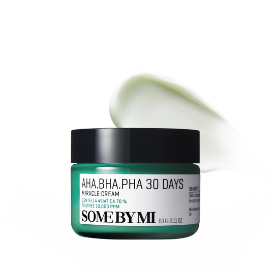 SOME BY MI AHA BHA PHA 30 Days Miracle Cream - 2.02oz, 60ml - Mild Exfoliating Salicylic Acid & Centella Face Moisturizer for All Skin Types - Daily