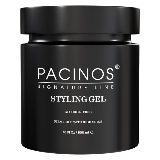 Pacinos Hair Gel for Men - Firm Hold with Flexible Styling - High Shine Wet Look Finish - Easy to Rinse Water Based Formula - No Flakes - Suits All