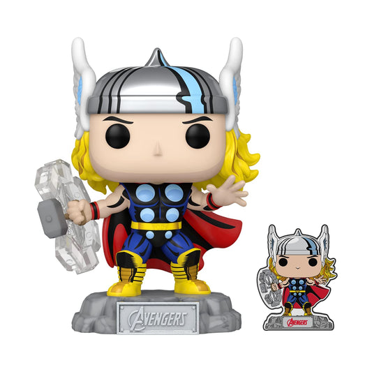 Funko Pop & Enamel Pin: The Avengers: Earth's Mightiest Heroes - 60th Anniversary, Thor with Enamel Pin - Marvel Comics - Amazon Exclusive…