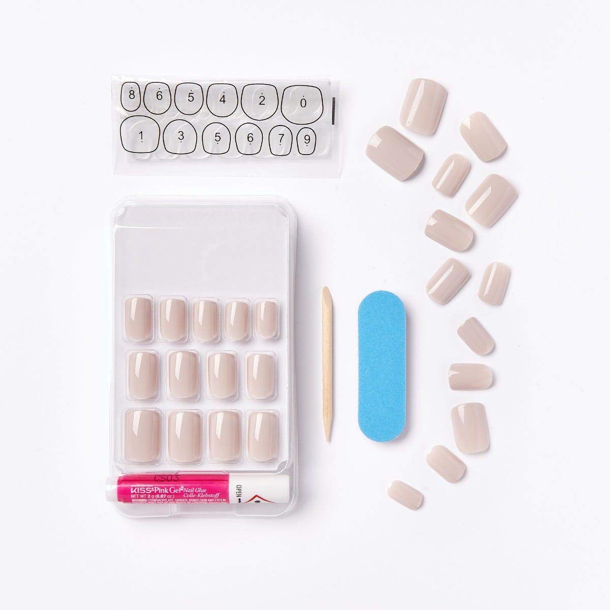 KISS Gel Fantasy Ready-to-Wear Press-On Gel Nails, “Here I Am”, Short, White, Nail Kit with 24 Mega Adhesive Tabs, Pink Gel Glue, Manicure Stick, Mini