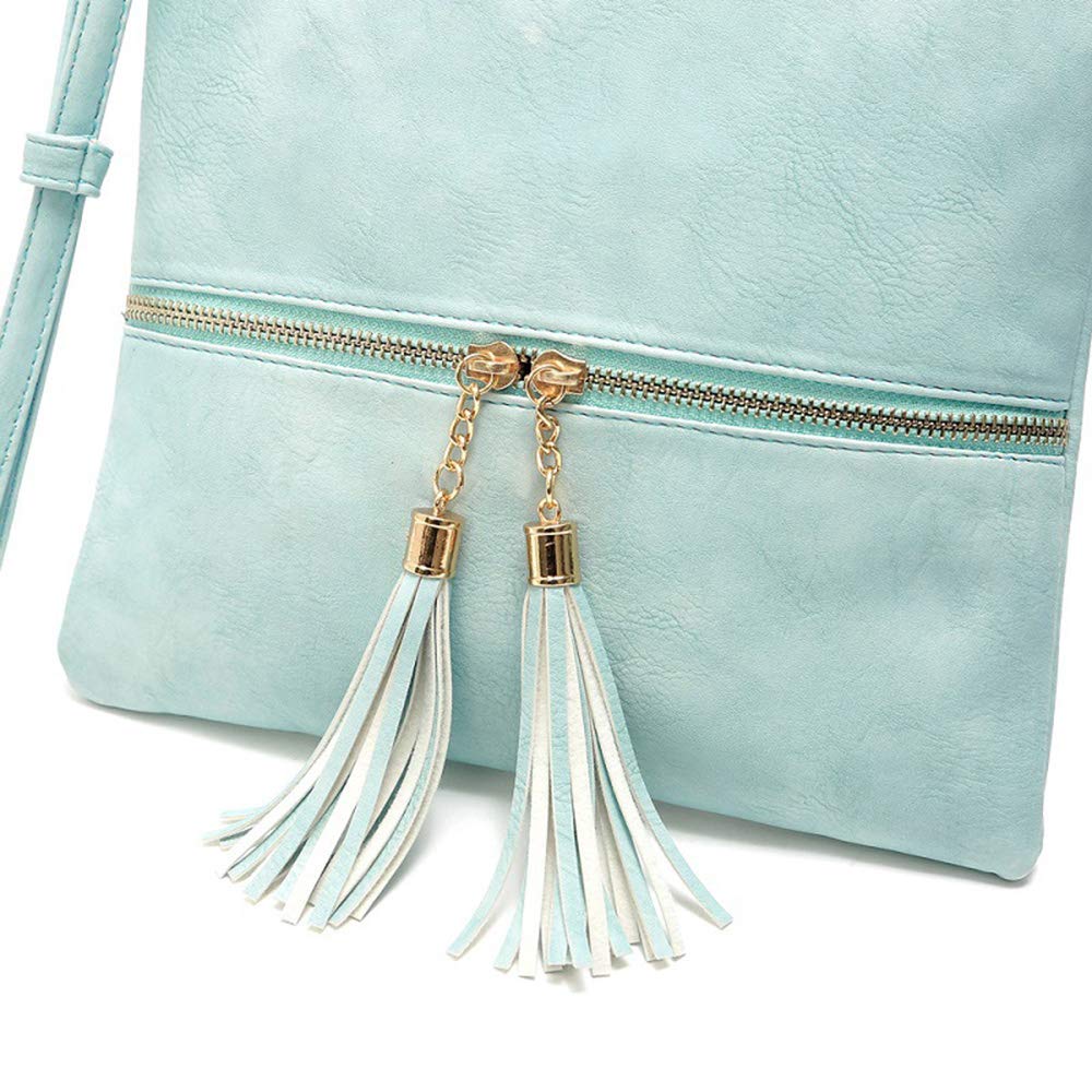 DukeTea Medium Crossbody Bags for Women, Tassel Crossover Purse for Teen Girls Handbag Gift (Sky Blue)