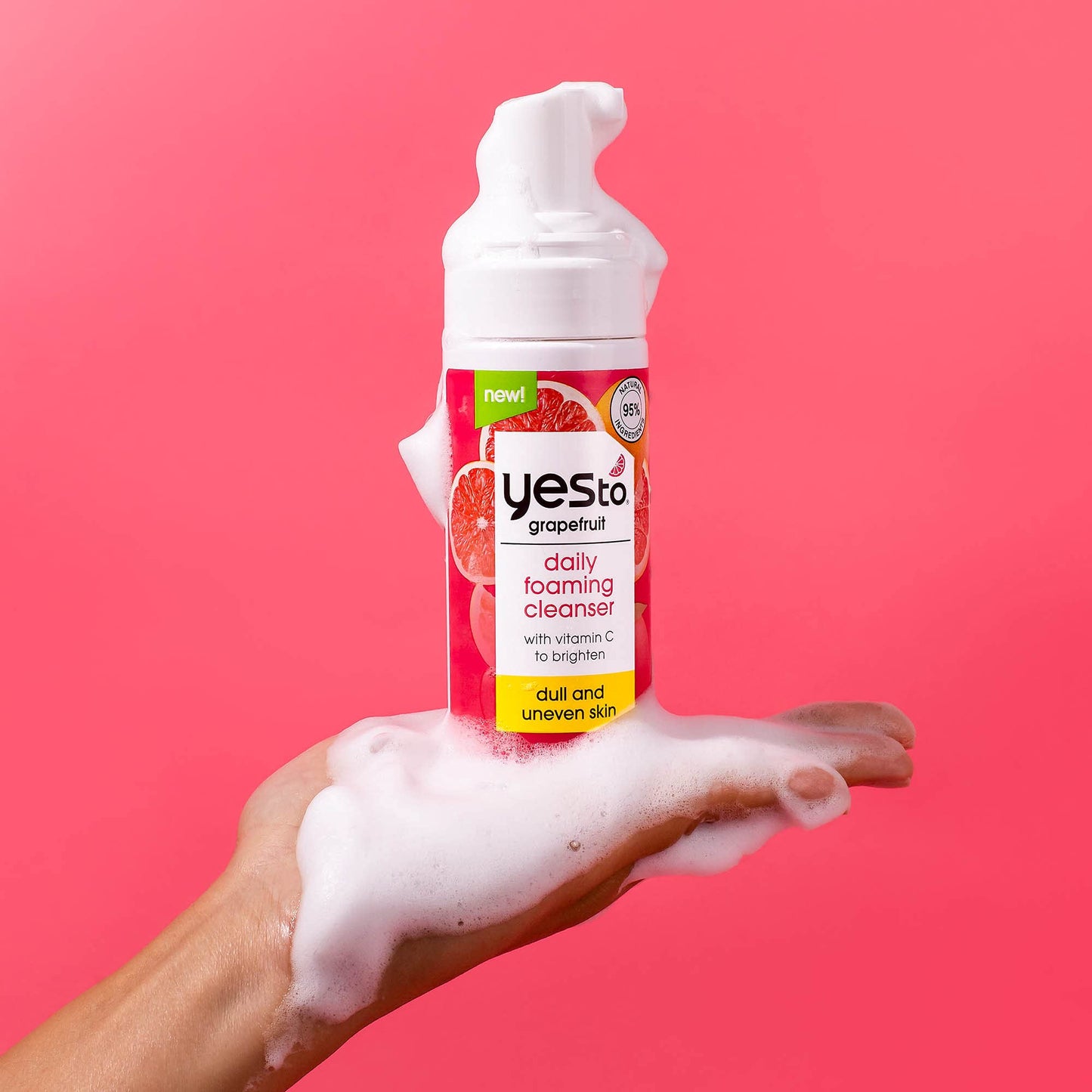 Yes To Grapefruit Daily Foaming Cleanser, Brightening Face Wash That Removes Make Up & Impurities Without Stripping Skin & Leaves You Glowing