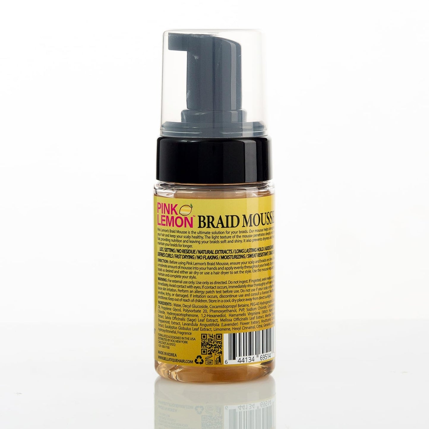 PINK LEMON Braid Mousse Foam Control for Loc and Cornrow Styling, 3.5 fl oz