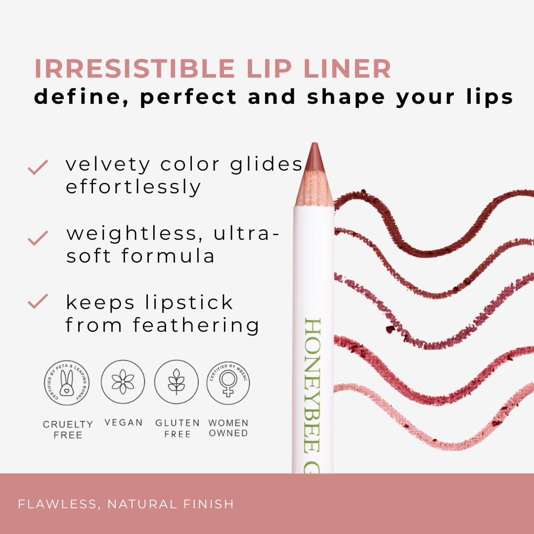 Honeybee Gardens Irresistible Lip Liner In Island Spice, Rosey Cinnamon Color, Long-Lasting, Gluten-Free, Vegan, 0.04 oz