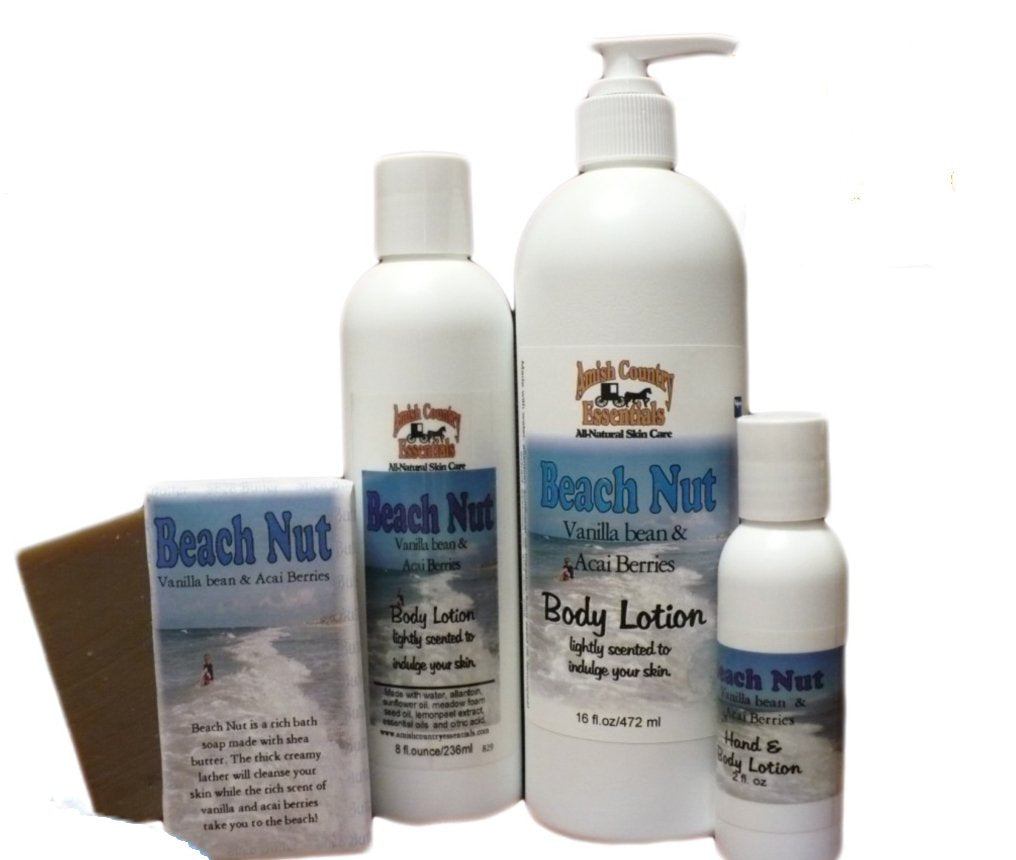 All Natural, Handmade, Beach Nut Lotion by Amish Country Essentials. 8oz Beauty & Personal Care Outland Oddities