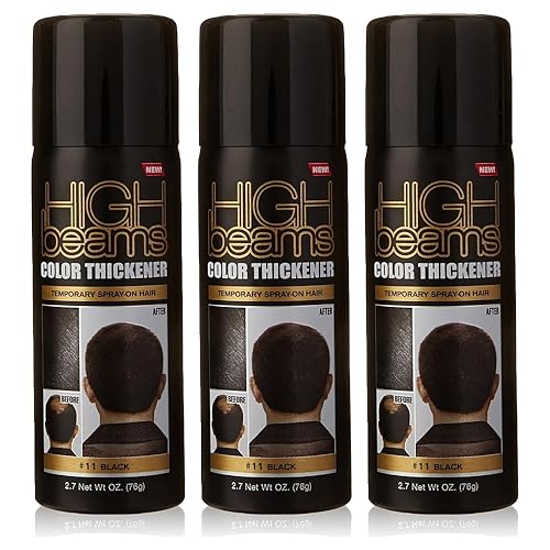 High Beams Color Thickener Temporary Spray-On Hair - Black 2.7 oz (3 pack)