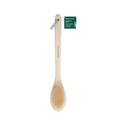EcoTools Bath Bristle Brush, Bath Brush with Long Handle, Cleanse Back & Hard-to-Reach Areas, Eco Friendly Shower Brush for Exfoliating, Cruelty Free