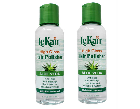 Le Kair High Gloss Hair Polisher with Aloe Vera, Anti Frizz, Anti Breakage, Heat Protectant, Smooths & Protects Daily Hair Treatment 4 fl. Oz - 2 Pack