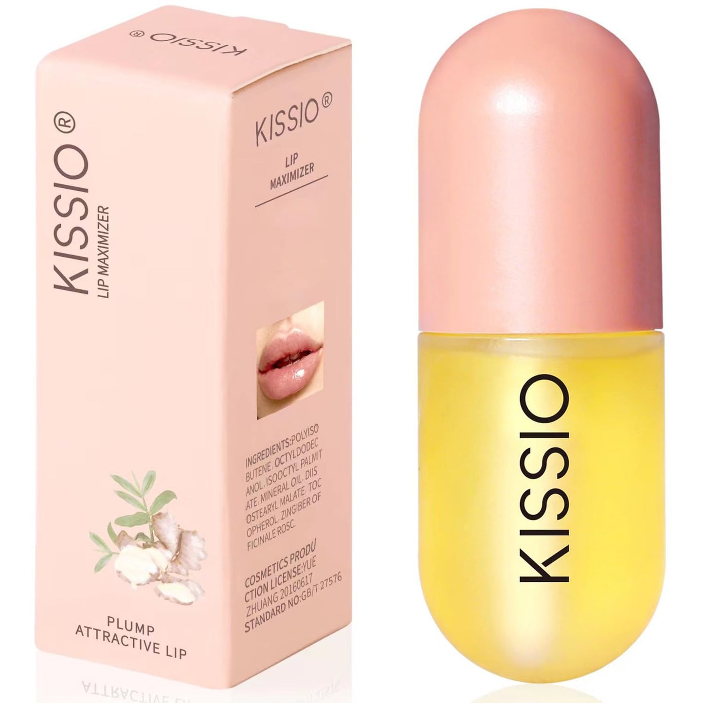 KISSIO Lip Plumper,Natural Lip Plumper for Day Use,Plumping Gloss Make Lips Fuller and Moisturizing 5.5ml,Lips Mask,Hydrating & Reduce Fine