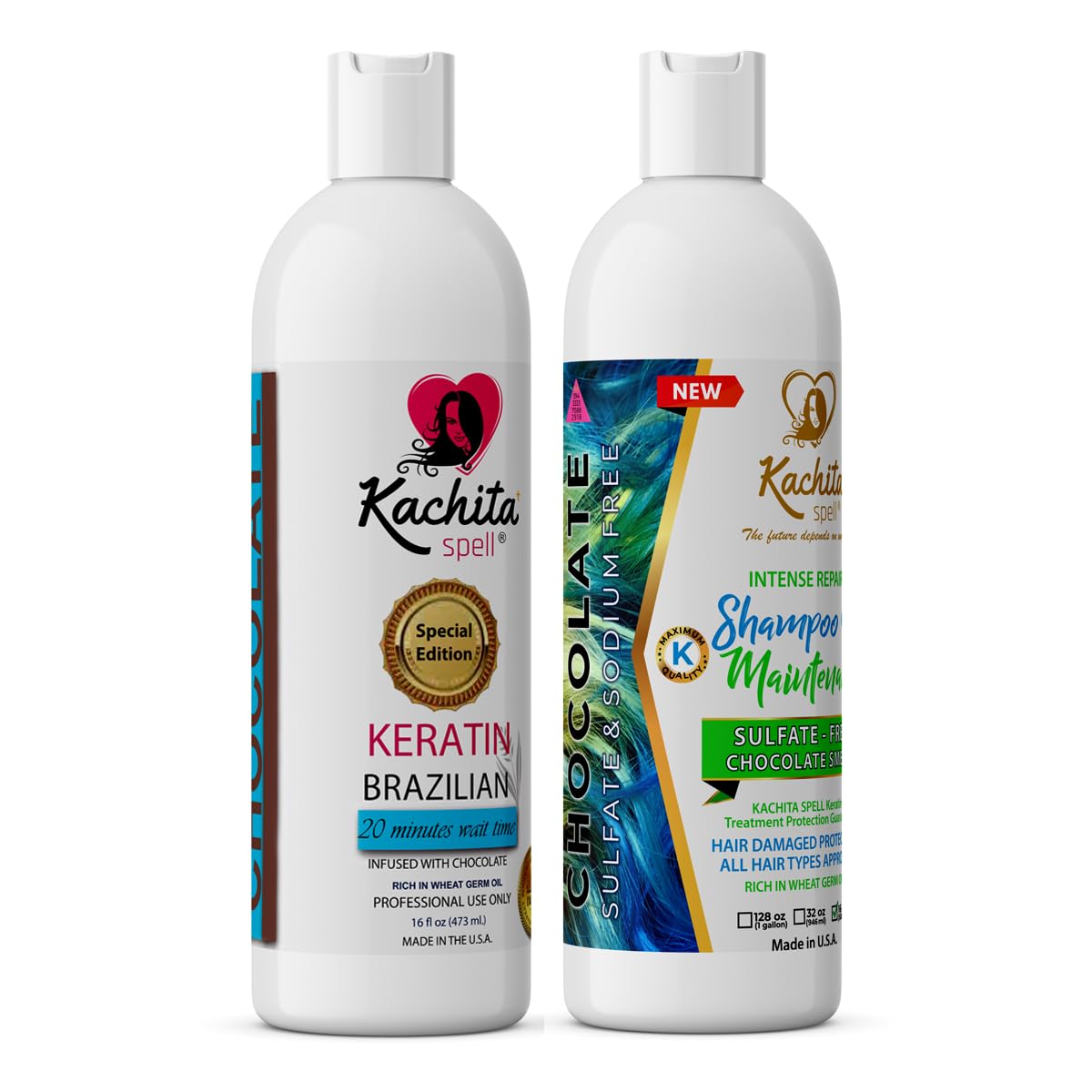 New Brazilian Keratin Hair Treatment Kachita Spell Straighten and Smooth Hair + Maintenance Shampoo Conditioner