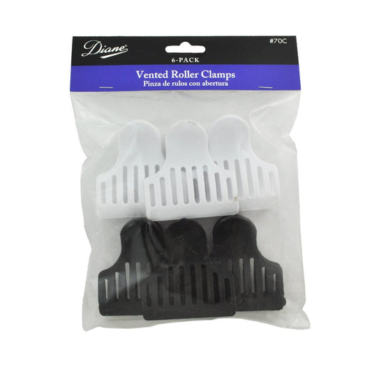 Diane D70C Vented Roller Clamps – Black and White, 6 Count (Pack of 1)