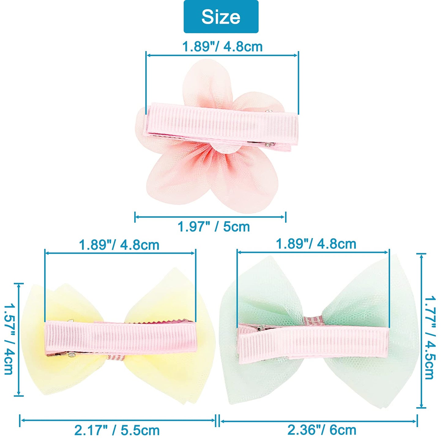 Tulle Glitter Hair Bows for Girls, BETITETO 15 Pieces Cute Handmade Flower Rhinestone Alligator Hair Clips Non-slip for kids Women