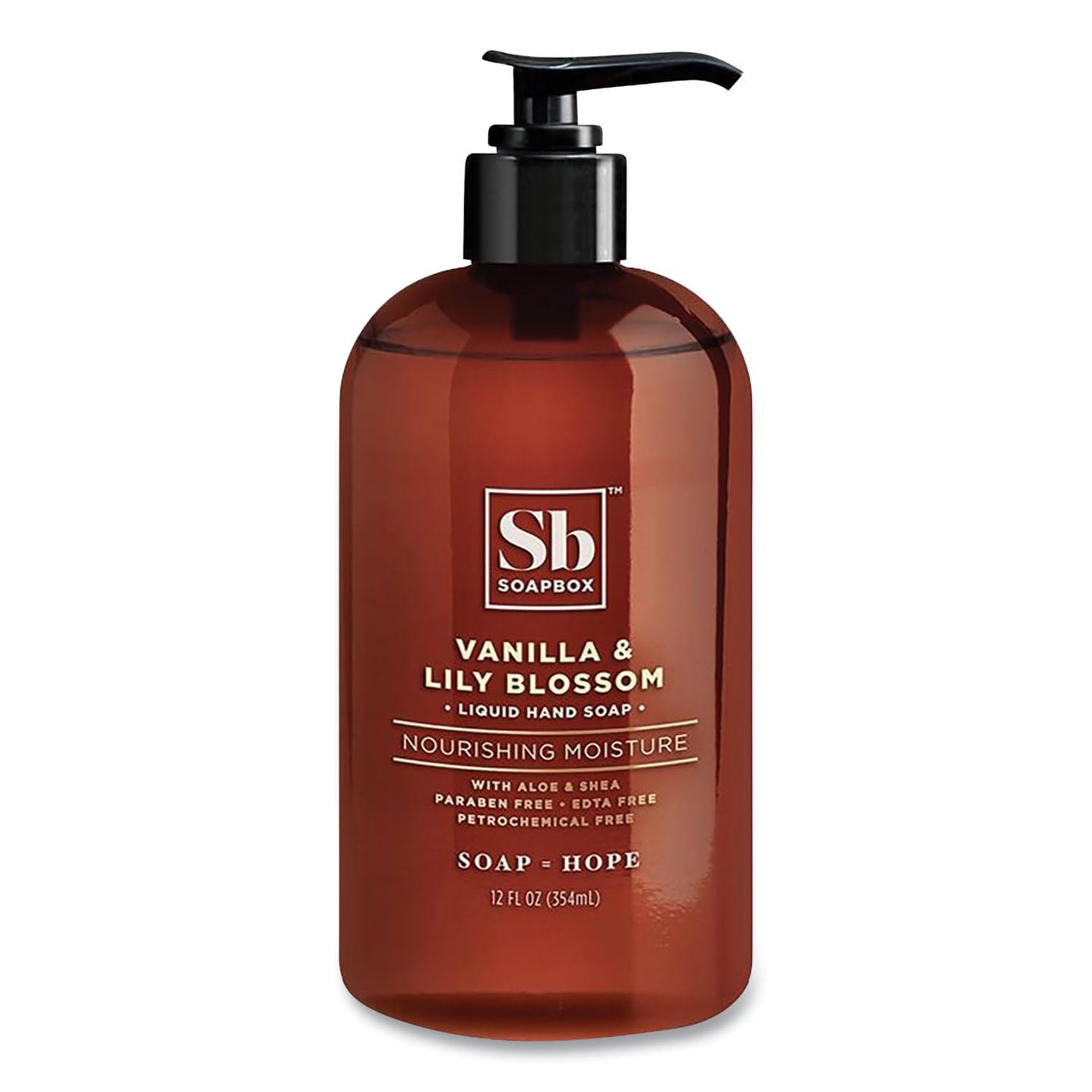 SBS Soapbox Hand Soap, Vanilla and Lily Blossom, 12 oz Pump Bottle, 12/Carton (00679CT)