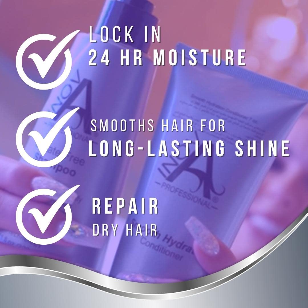 Inova Professional Silk Keratin Shampoo & Conditioner Set - Smooth Protection Sulfate-Free Shampoo & Smooth Hydration Conditioner (11 Oz), grey