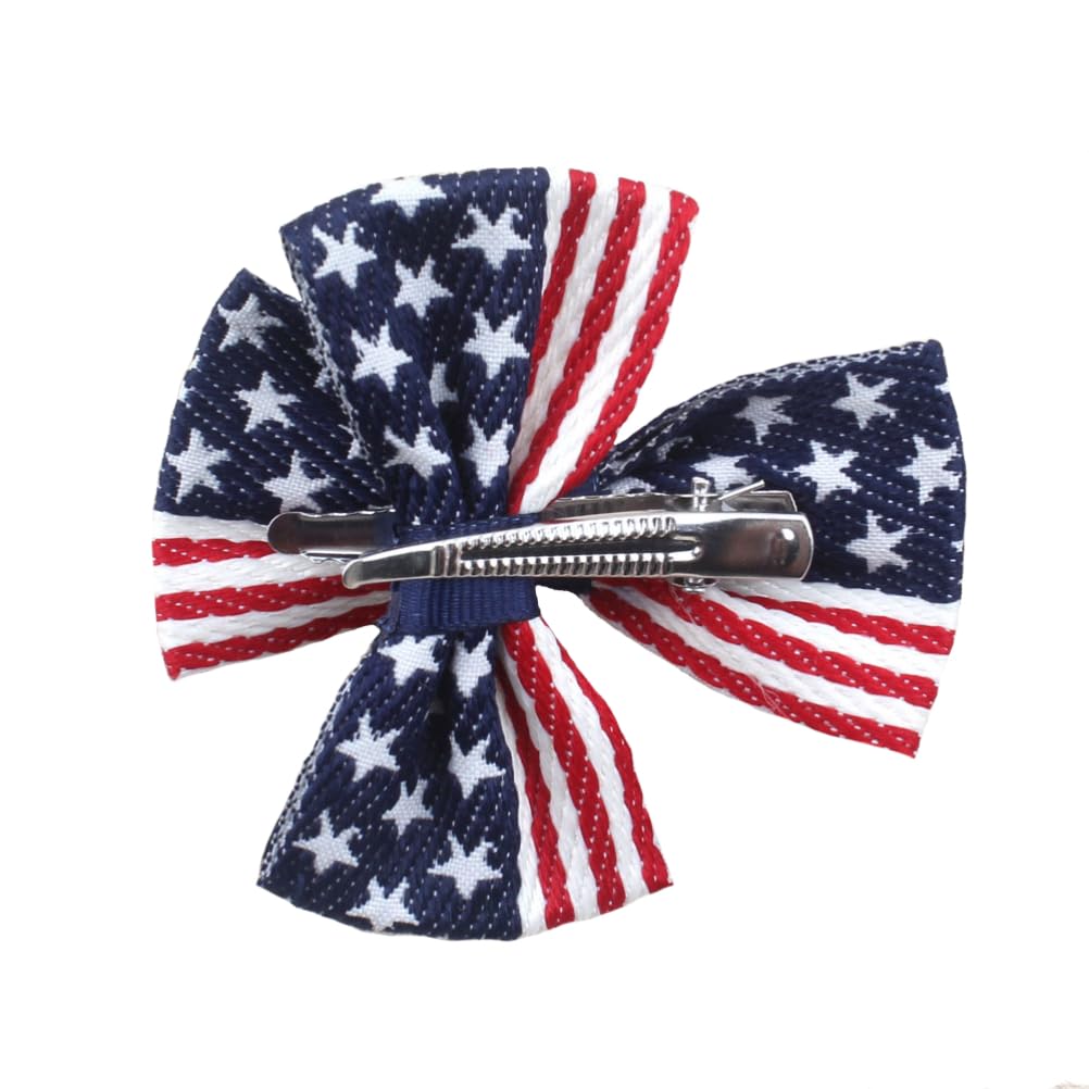 Aysekone 2 Pcs/Pack Girls American Flag Hair Bow Hair Clips Fourth of July Hair Accessories Patriotic Hair Bows Hairgrips