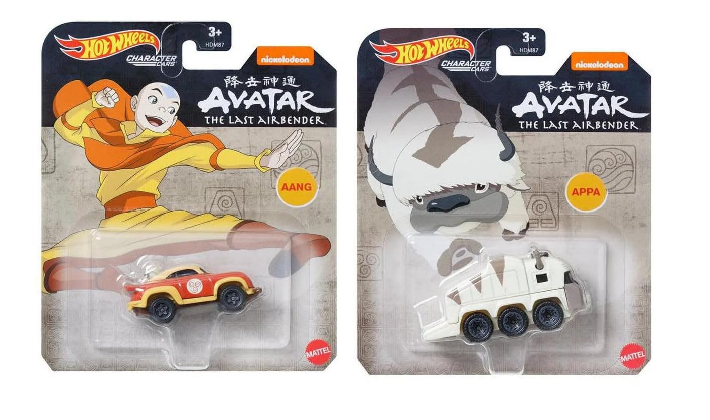Hot Wheels Avatar Character Cars Set of 2 Diecast Vehicles with Aang and Aapa