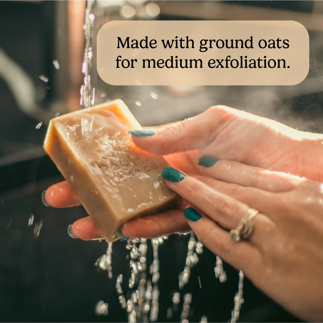 Pacha Soap Co. Dirty Hippie Bar Soap - Patchouli, Nutmeg, & Clove Scented Exfoliating Oat Body and Face Cleanser Bar Soap, Hydrating & Moisturizing