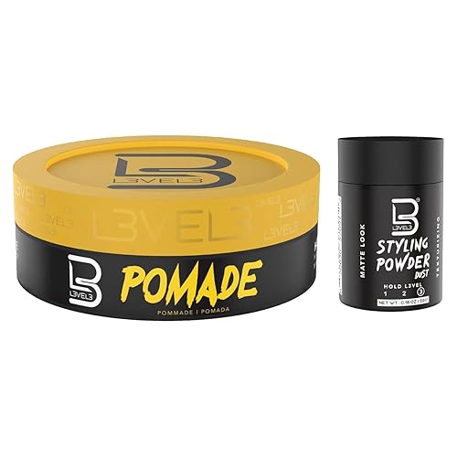 L3 Level 3 Pomade - Improves Hair Strength and Volume Long-Lasting Hold Infused with Keratin (Small Pomade with Powder)