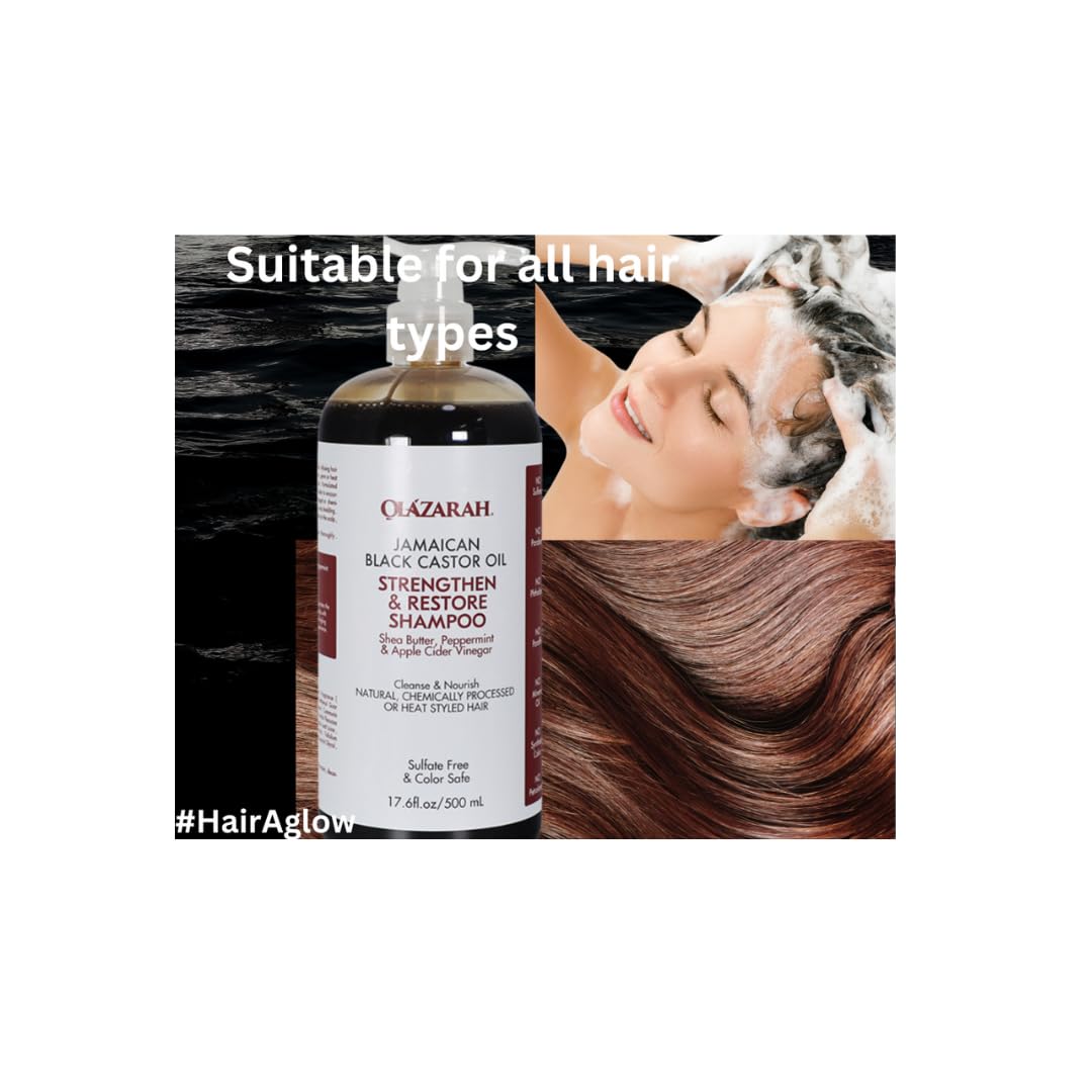 Strengthen & Restore Shampoo and Conditioner with Jamaican Black Castor Oil Frizz-Free Hair - Promotes Hair Growth & Reduces Breakage, 34 fl. oz