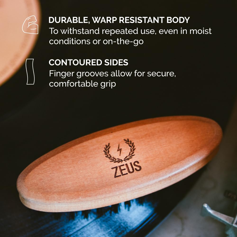 ZEUS Pocket Beard & Mustache Brush for Men, Travel Size Grooming Tool with Firm & Stiff Boar Hair Bristles for Beard Styling & Detangling (Made