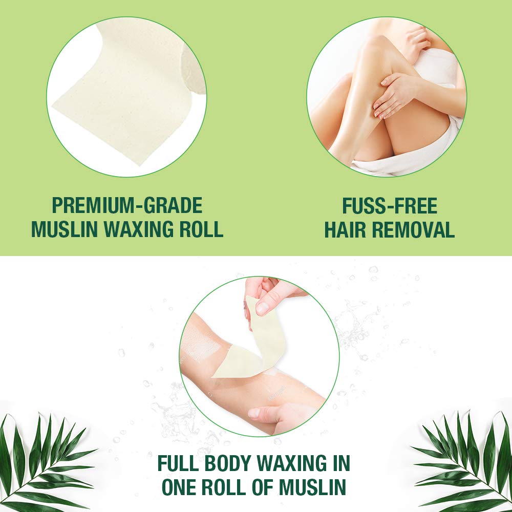 Clean + Easy Muslin Wax Strips - Extra Large Wax Strip Roll for Full Body & Facial Hair Removal, 3.5" x 40 Yards