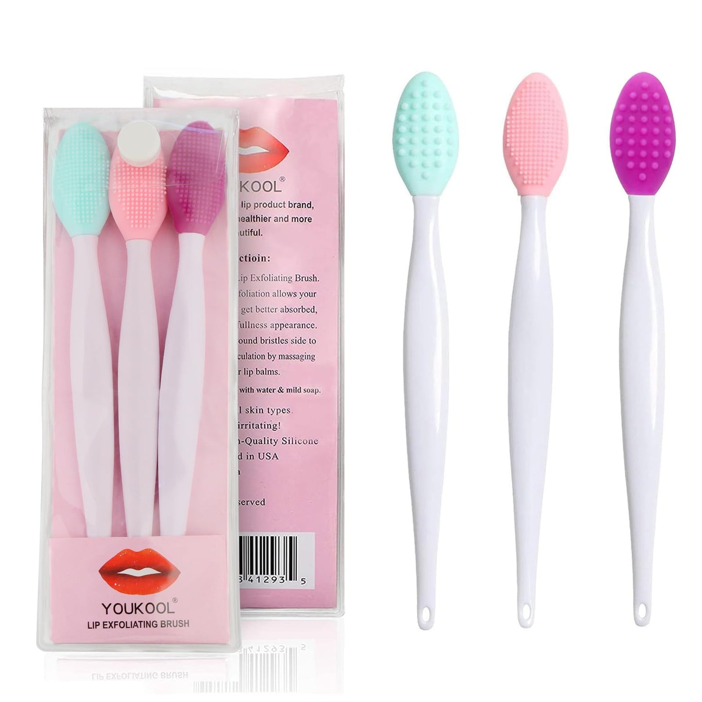 Lip Scrub Brush,Lip Scrubber Exfoliator,Double-Sided Silicone Exfoliating Tool,Gentle Lip Exfoliator Scrubber Brush for Smooth,Soft,Bright,and Healthy