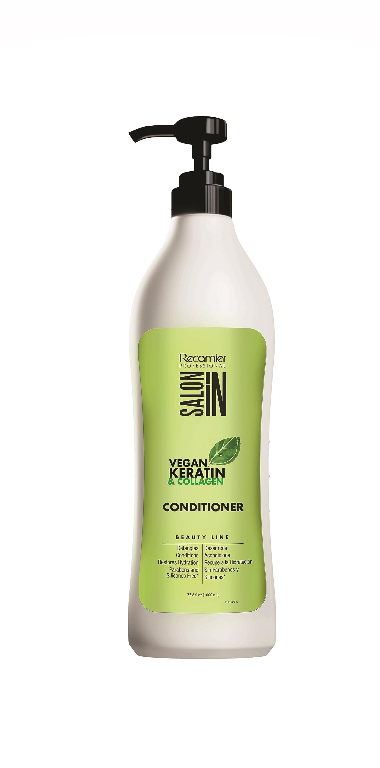 Salon In by Recamier | Vegan Keratin & Collagen 3-Piece Hair Set with Shampoo (33.8 fl oz / 1000 ml), Conditioner (33.8 fl oz / 1000 ml), and Recharge