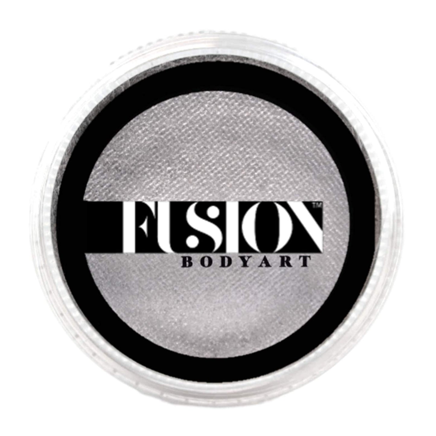 Fusion Body Art Pro Face Paint | Pearl Metallic Silver (32gm), Professional Quality Water Activated Shimmery Face and Body Paint Supplies Single