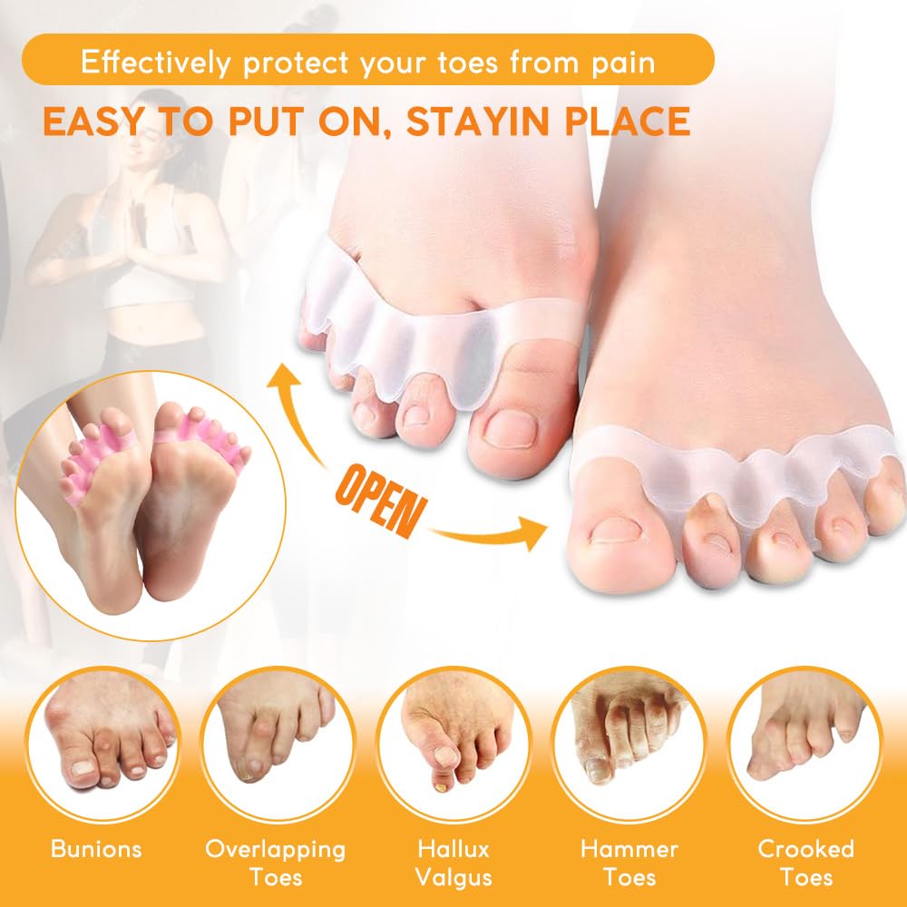 Toe Separator -Silicone Big Toe Corrector - Relieves Foot Pain, Hammer Toe, Bunions, and Curled Toe -1 Pair of Black Adjustable Toe Separator for Both Beauty & Personal Care WERNOKLE