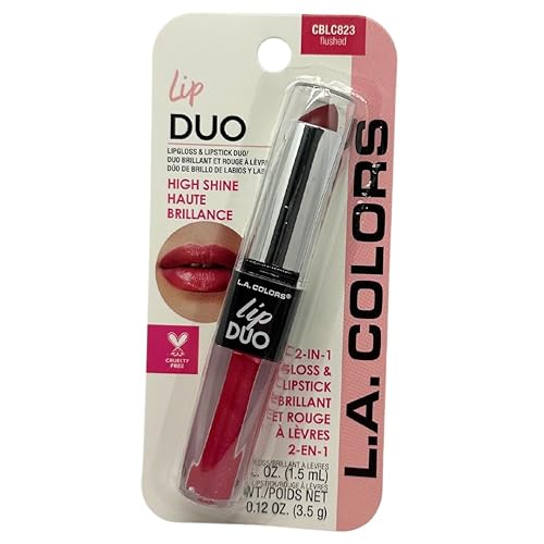 LA Colors Lip Gloss & Lipstick Duo, Moisturizes lips with natural color & high Shine, BLC823 Flushed