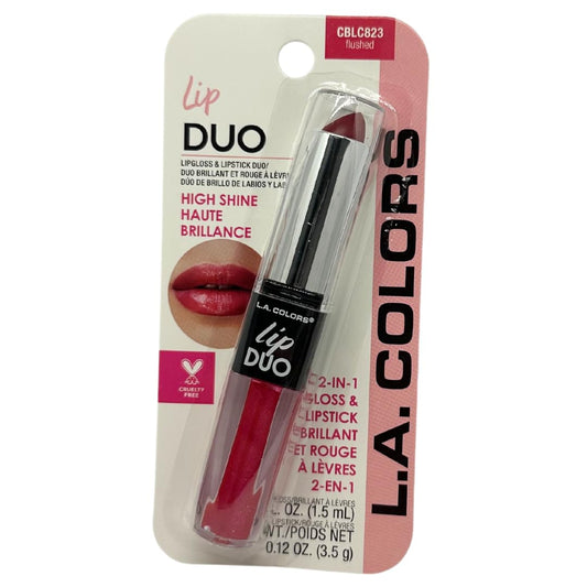LA Colors Lip Gloss & Lipstick Duo, Moisturizes lips with natural color & high Shine, BLC823 Flushed