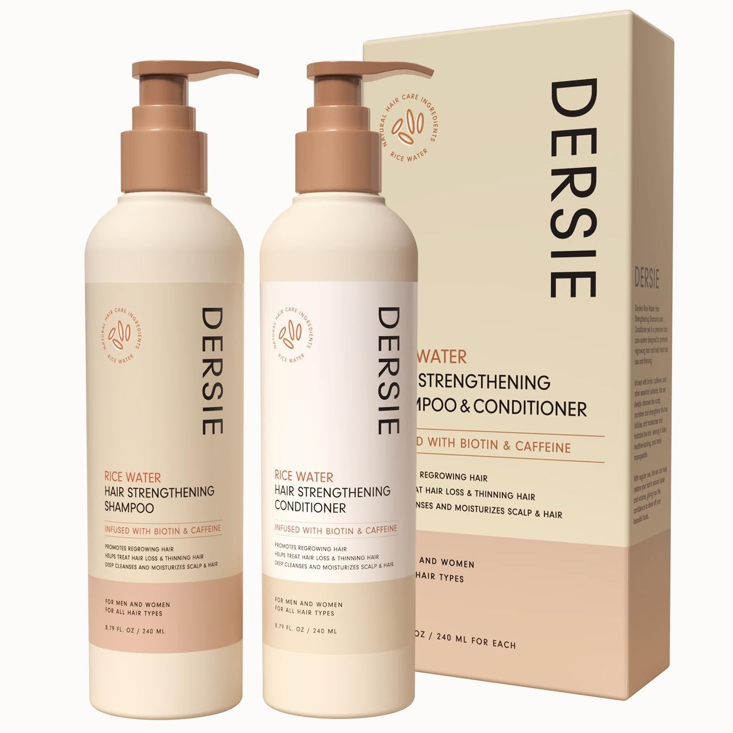 Rice Water Hair Growth Shampoo and Conditioner: Hair Growth Shampoo and Conditioner Infused with Biotin and Caffeine for Thinning Hair (Rice Water