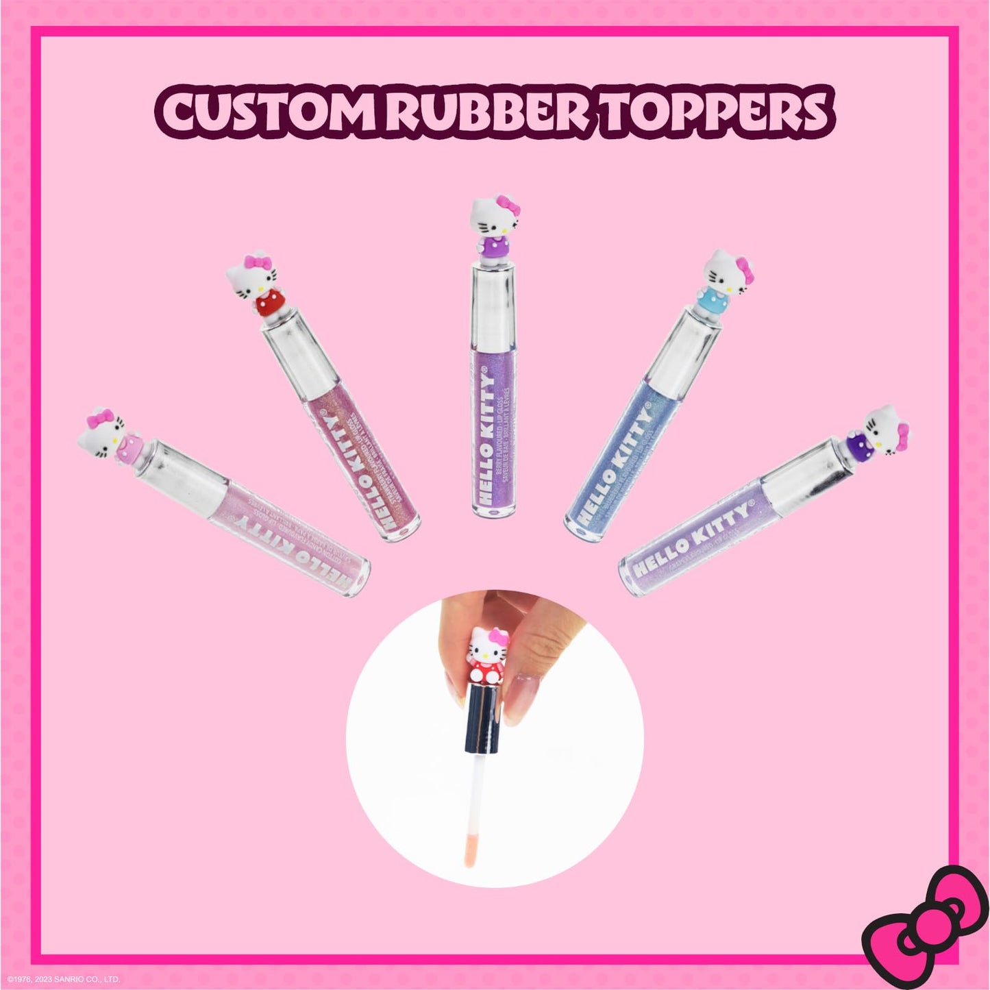 Hello Kitty 5 Pc Plant Based, Moisturizing Lip Gloss Makeup Set for Girls Kids Toddlers, Perfect for Parties Sleepovers Makeovers Birthday Gift for