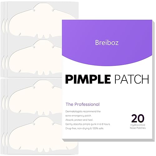 Breiboz Pimple Patches for Nose, Nose Pore Patches, XL Hydrocolloid Acne Patches Cover Zit Blemishes & Absorb Oil with Tea Tree, Salicylic Acid & Cica