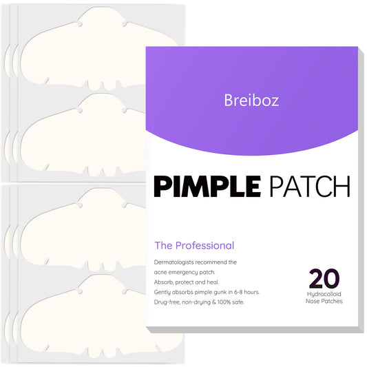 Breiboz Pimple Patches for Nose, Nose Pore Patches, XL Hydrocolloid Acne Patches Cover Zit Blemishes & Absorb Oil with Tea Tree, Salicylic Acid & Cica
