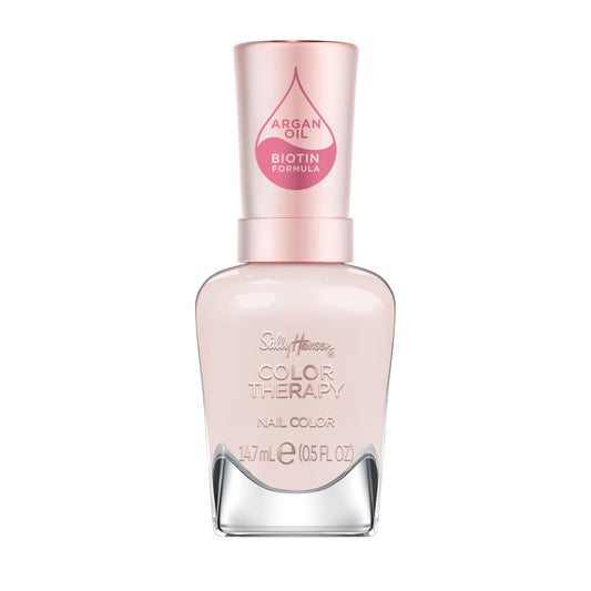 Sally Hansen Color Therapy Nail Polish | Biotin, Argan Oil, Long Lasting, Healthy Nails, Nail Strengthener, Semi-Opaque | 539 Bare Kiss | Nude Pink