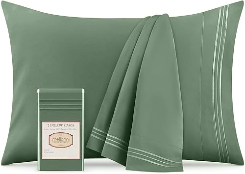 Mellanni Pillow Cases - Luxury, Extra Soft, Cooling Pillow Covers - 2 PC Iconic Collection Pillowcases - Envelope Closure (Standard/Queen 20" x 30",