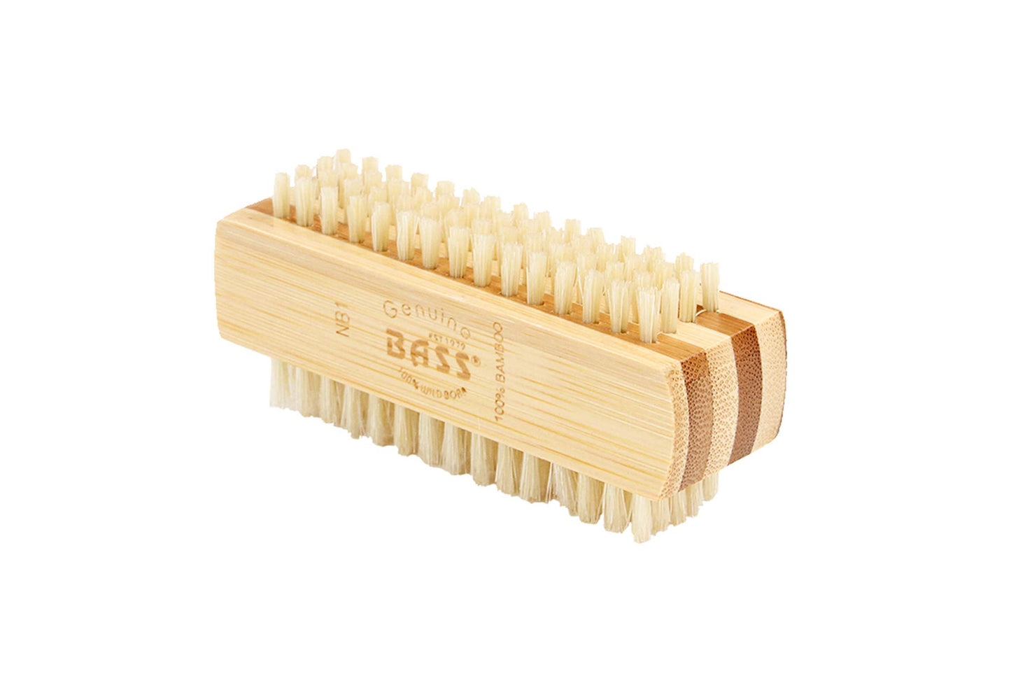 Bass Brushes | Nail Brush - Double Sided | 100% Pure Natural Bristle FIRM | Pure Bamboo Handle | Striped Finish | Model NB1 - SB Beauty & Personal Care Bass