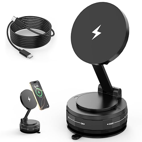 Wireless Car Charger,Strong Magnetic Phone Holder, [15W Wireless Faster Charging],360° Adjustable Foldable Phone Holder for Car/Mirror/Smooth Surface…