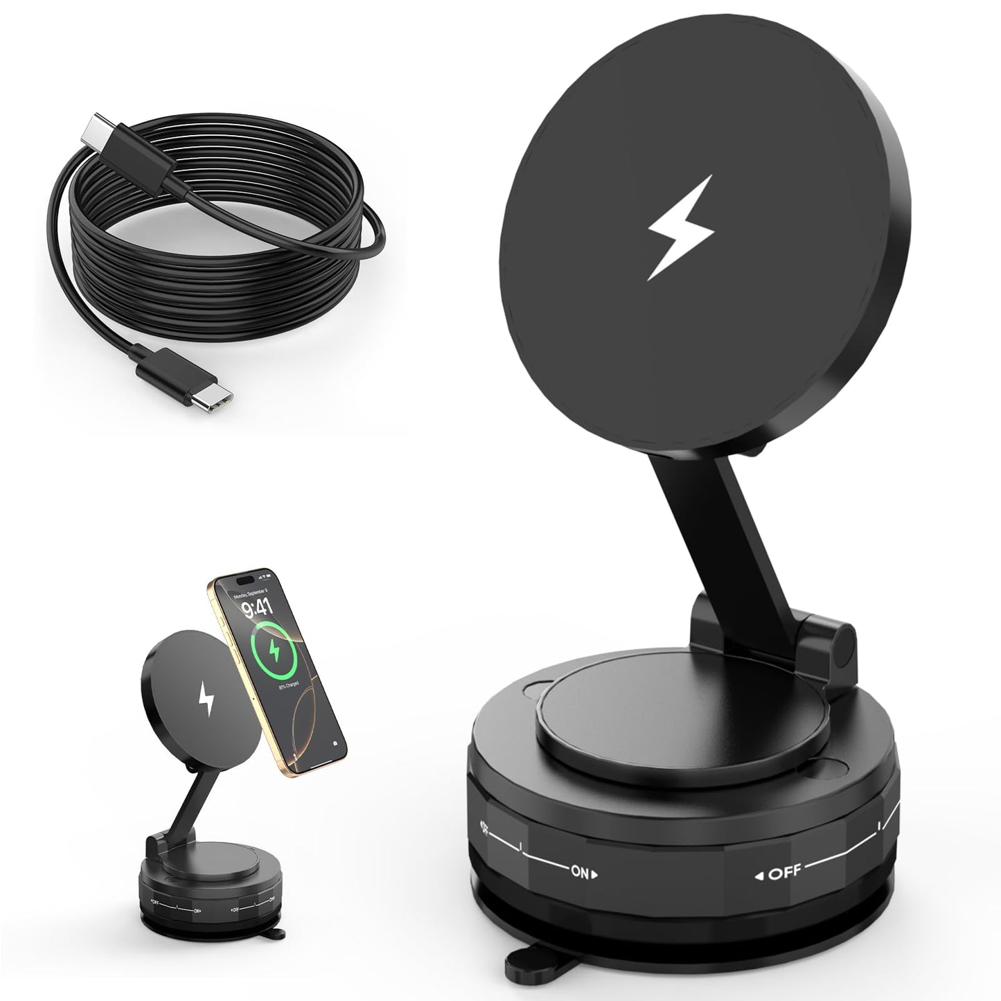 Wireless Car Charger,Strong Magnetic Phone Holder, [15W Wireless Faster Charging],360° Adjustable Foldable Phone Holder for Car/Mirror/Smooth Surface…