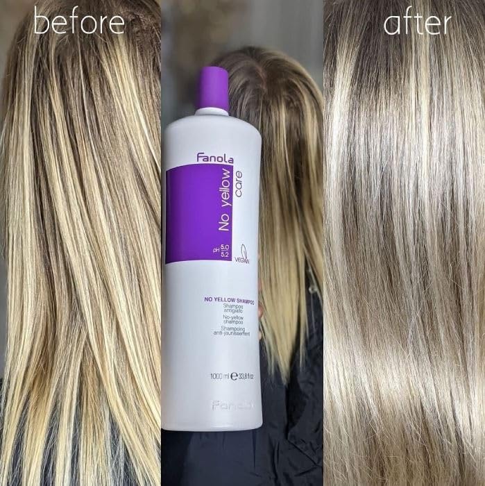 Fanola No Yellow Purple Shampoo - Purple Color Depositing Shampoo for Blondes, Bleached & Grey Hair - Formulated with Violet Pigment to Remove Brassy