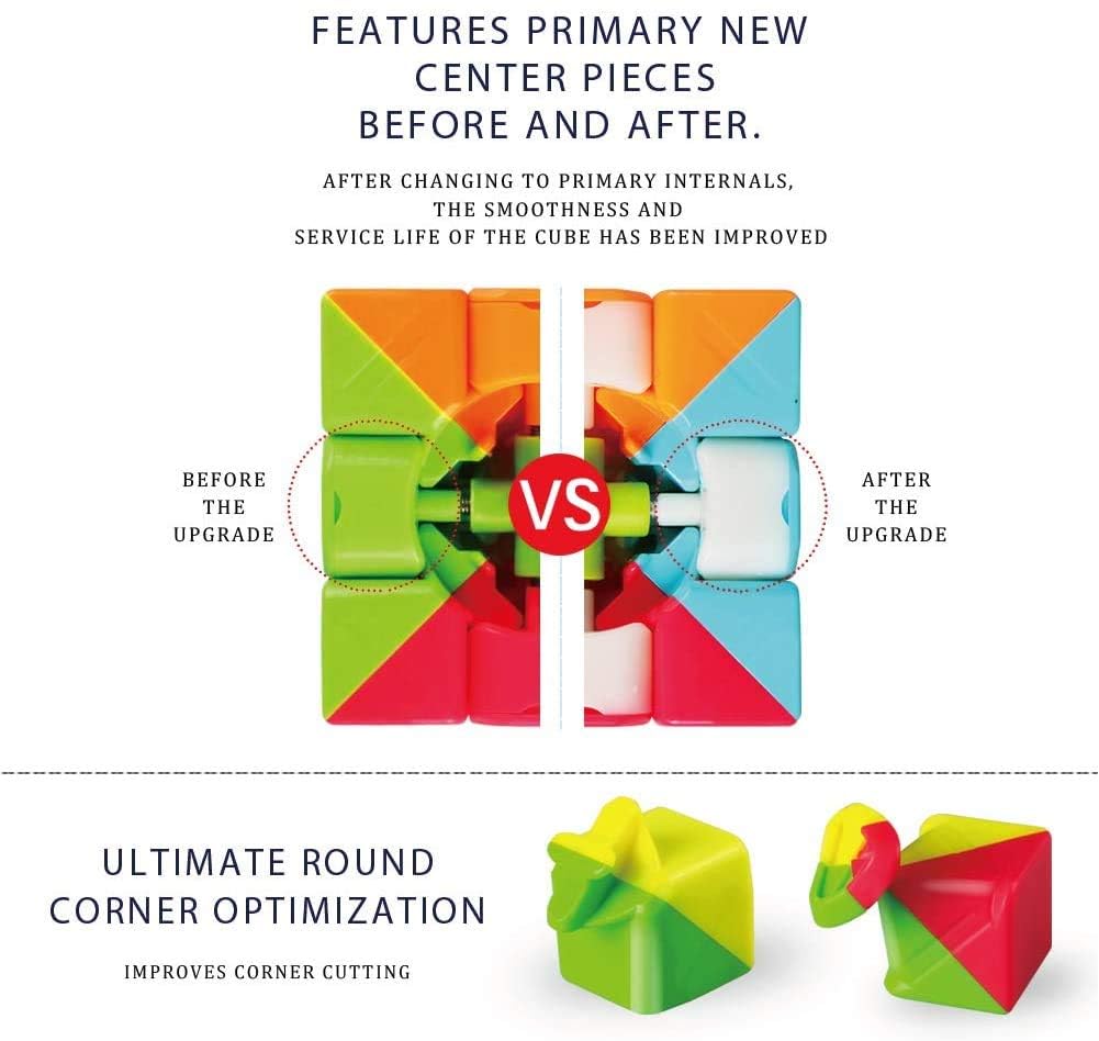 QY Toys Warrior W Speed Cube 3x3 – Stickerless 56mm Magic Puzzle Cube, Educational Toy to Improve Concentration, Standard Edition