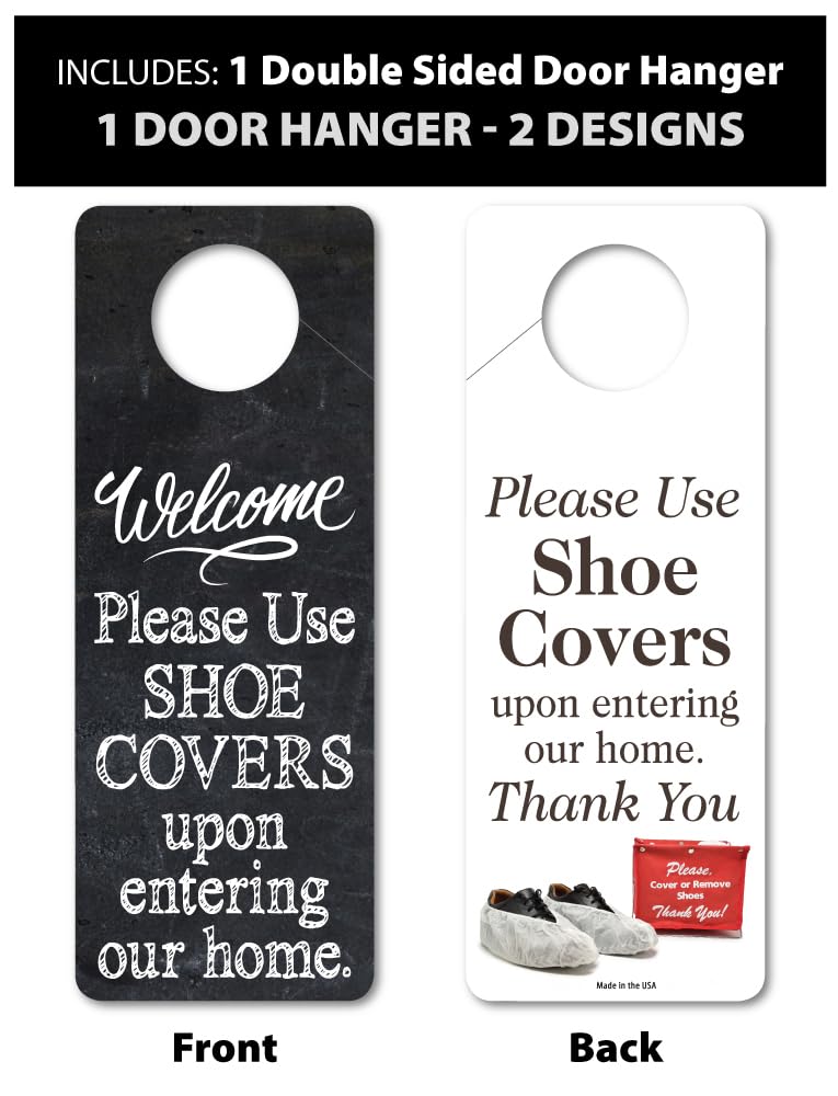 Mediz Foldable Shoe Cover Holder (Blue) with Bonus: 1 Door Hanger with Designs on Front and Back - Please Use Shoe Covers